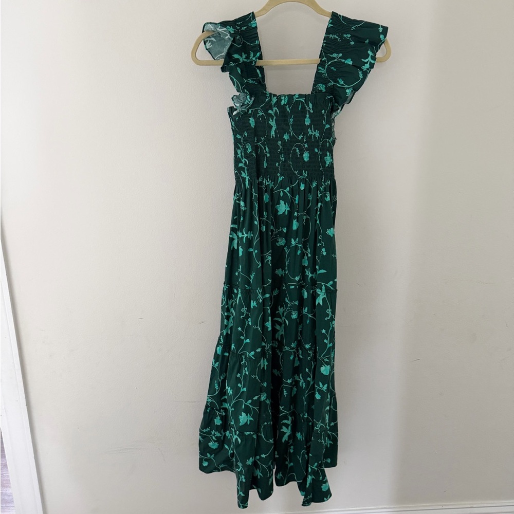Hill House Dark Green Floral Maxi Dress